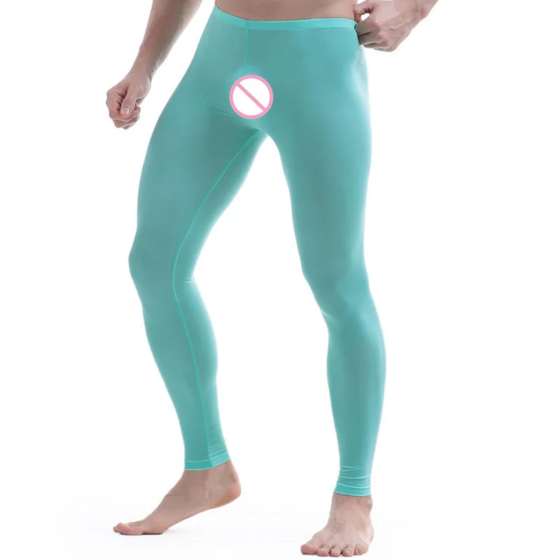 2021 Sexy Men See Through Pants Silky Tights Milk Fiber Leggings ...