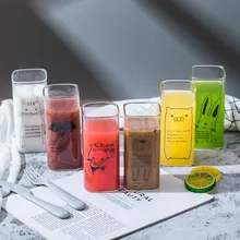 Животное квадратный прозрачный термостойкая утолщенная стеклянная чашка молока кружка для дома офиса кружка для воды