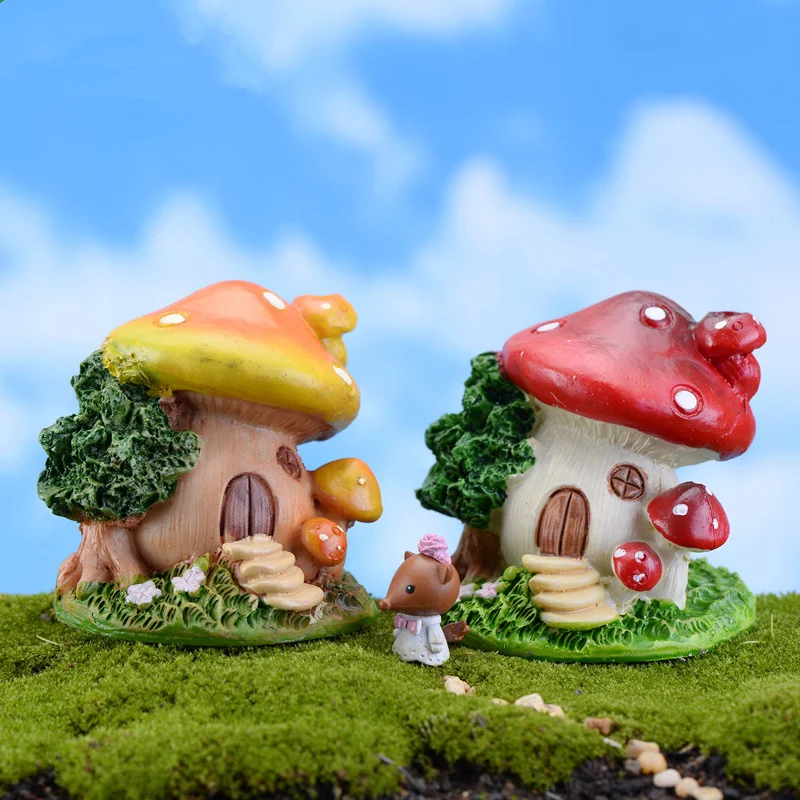 Mushroom Garden Gnome Unpainted Ceramic Bisque Statue Wooden Mushrooms With Parasite Wood