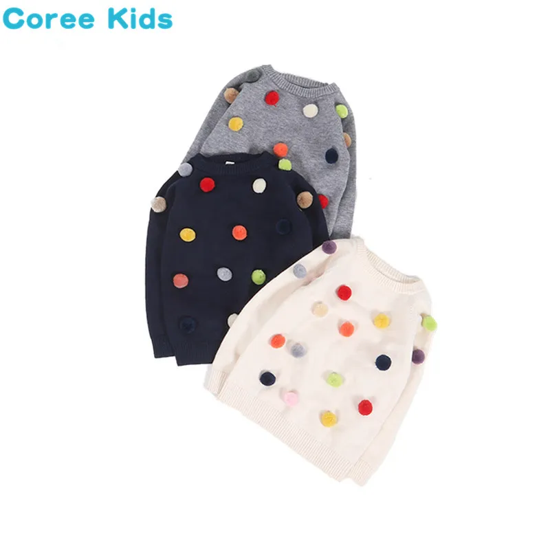 Цена 2017 для малышей осенние свитеры для мальчиков и девочек трикотажные Пуловеры для женщин шариками детская верхняя одежда свитер для мальчико...
