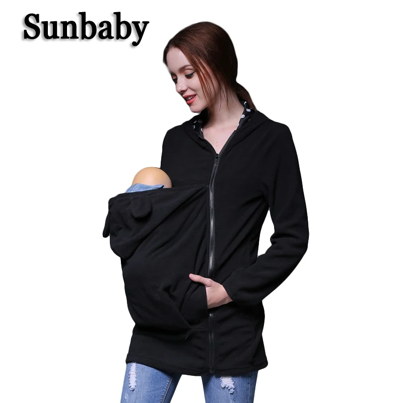 Sunbaby многофункциональная зимняя теплая флисовая толстовка с капюшоном для беременных куртка-кенгуру на молнии для беременных женщин