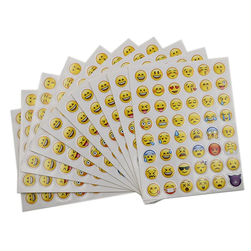 

10 Sheets 48 Stickers Hot Popular Sticker 48 Different Emoji Smile Face Stickers For Notebook Fun Message Twitter Large Ts0019