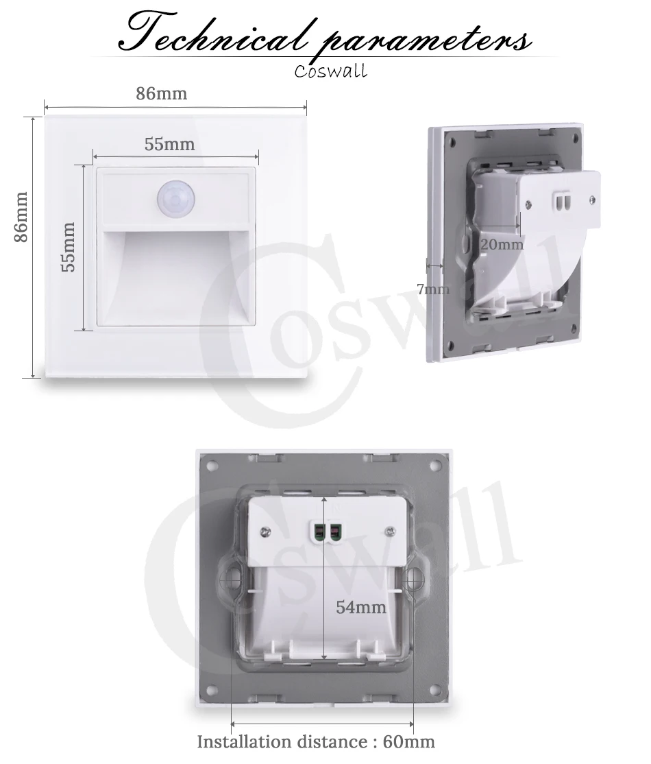 COSWALL Новое поступление крыльцо/коридор/Уголок/лестничная лампа Настенные подножки переключатель датчик человеческого тела лампа хрустальная стеклянная панель