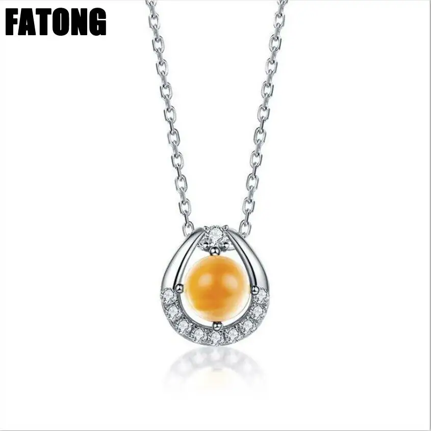 

925 sterling silver natural citrine zircon necklace female factory direct sales J0208