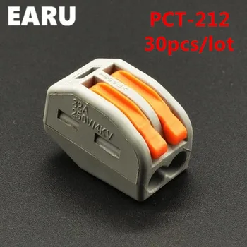 

(30pcs/lot) 222-412 PCT212 PCT212 Universal Compact Wire Wiring Connector 2 pin Conductor Terminal Block Lever 0.08-2.5mm2