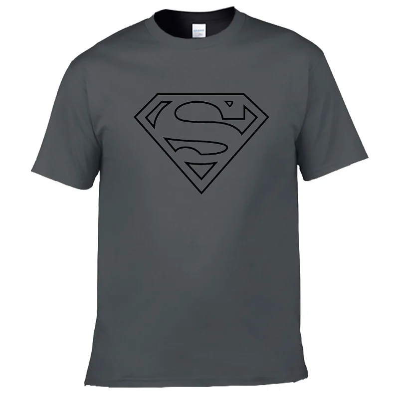 Логотип Супер герой Футболка Супермен флэш фильм Marvel мужские футболки игровой тематики супергерой футболка - Цвет: Dark Grey-B
