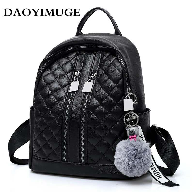

Women's backpack fashion women's bag earphones multi-functional backpack pu soft leather backpack