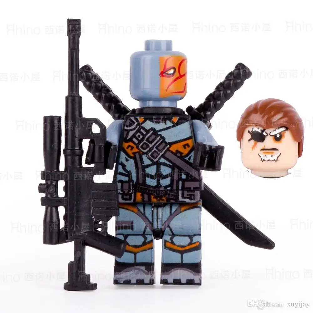 Goedkoop Enkele Verkoop Deathstroke Slade Wilson met Twee Hoofd Batman Film Justice League DC Super Heroes Minifig DIY Bouwstenen Kids