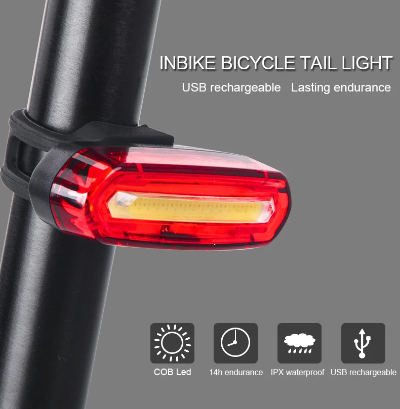 INBIKE велосипедный USB Перезаряжаемый светодиодный свет MTB дорожный велосипед фара IPX-4 Водонепроницаемый Велоспорт Аксессуары аккумулятор фонарик