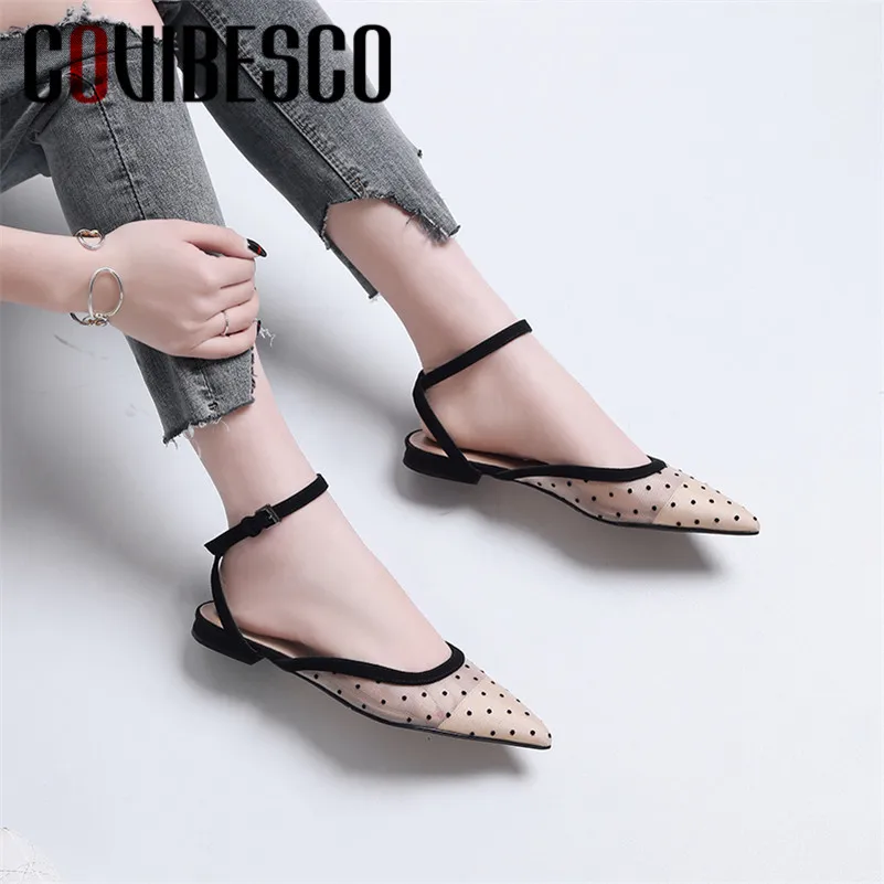 

COVIBESCO 2019 New Fashion Vintage Pointed Toe Women Flats Cloth Buckle Summer Sandals Shallow Print Party Prom Shoes Woman