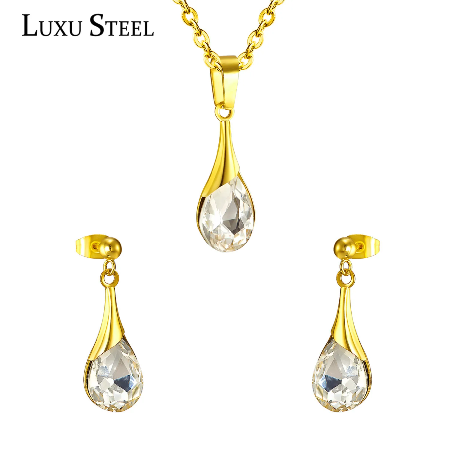 Комплект из колье и серёг LUXUISTEEL ожерелье нержавеющей стали в форме шипа с
