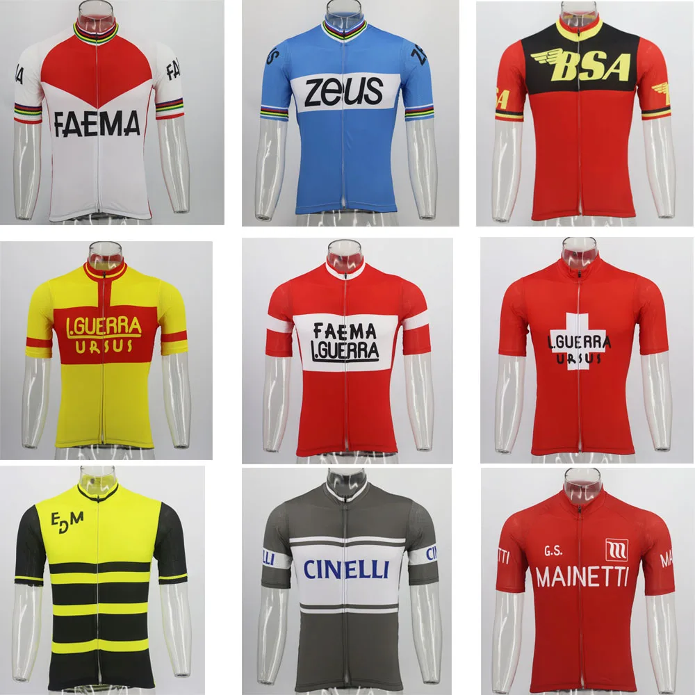 Retro cycling jersey ropa Ciclismo men short sleeve bike wear jersey Summer classic cycling
