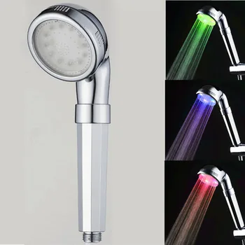 

LED Shower Head Sprinkler Negative Ions Anion Temperature Sensor RGB Color LED Hand Hold Shower Heads