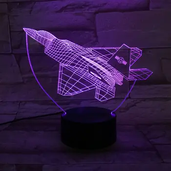 

J-20 Fighter Model 3D Illusion LED Night Light 7 Colors Changing Table Lamp Shop Bedroom Decor Gift Light