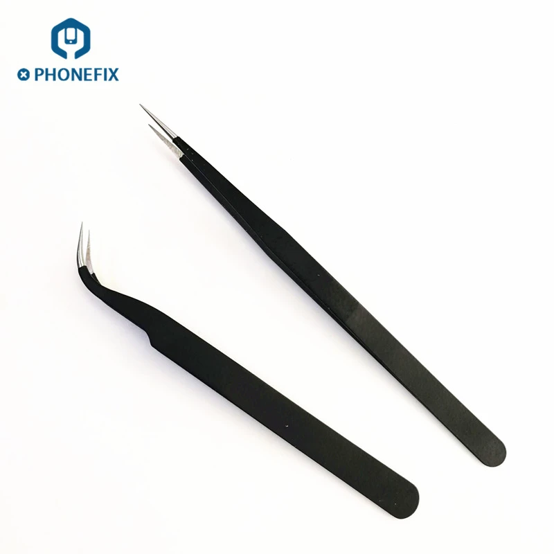 

PHONEFIX Stainless Steel Tweezers IC Chips Motherboard Repair Tweezers for iPhone iPad Logic Board Repair DIY Phone Repair Tools