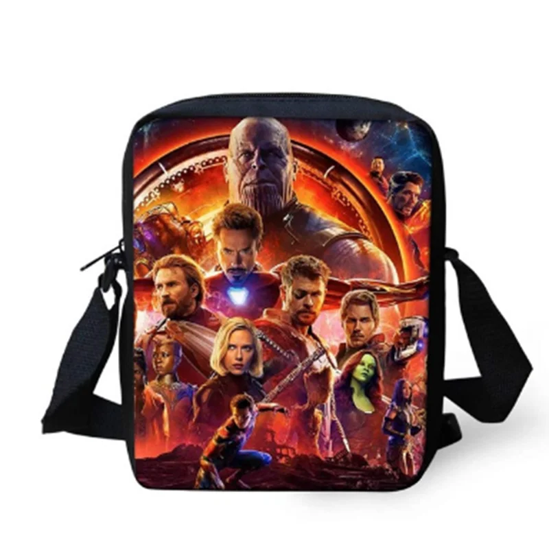 

The Avengers Small Cross Bags Iron Hulk Spiderman Men Women Bookbags Daily Travel Portable Bags Kids Snacks Tooys Bags Kids Gift