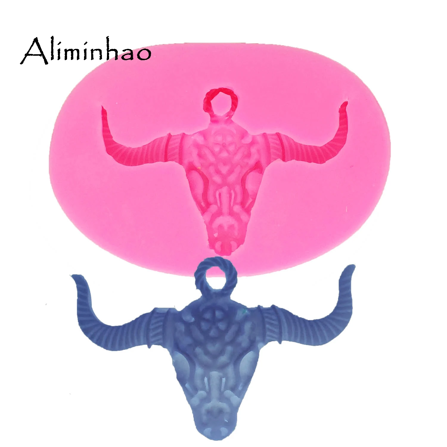

DY0030 DIY Bull head shape silicone tumbler mold for key chain Perforated moulds suitable for polymer clay