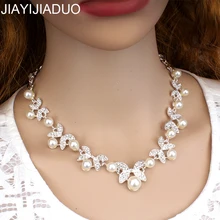 Jiayijiaduo женские ювелирные изделия серебряного цвета модное колье-ошейник имитация жемчуга ожерелье ювелирные изделия свадебный аксессуар для платьев