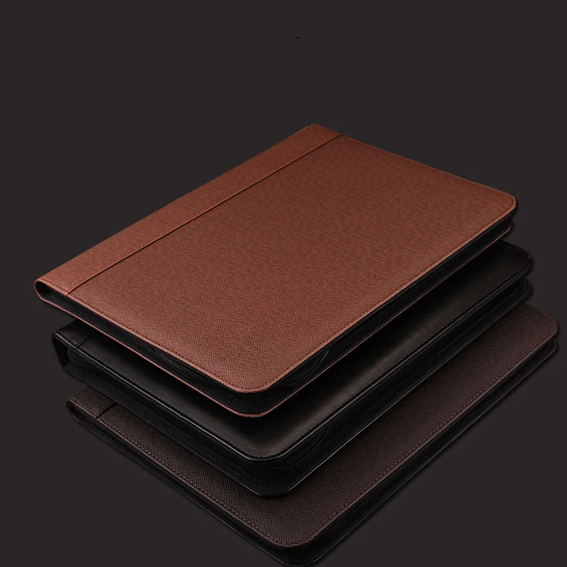 

A4 PU leather file folder Business Folder Padfolio Manager bag Conference zip File Document Organizer Layout Clip Signature 648