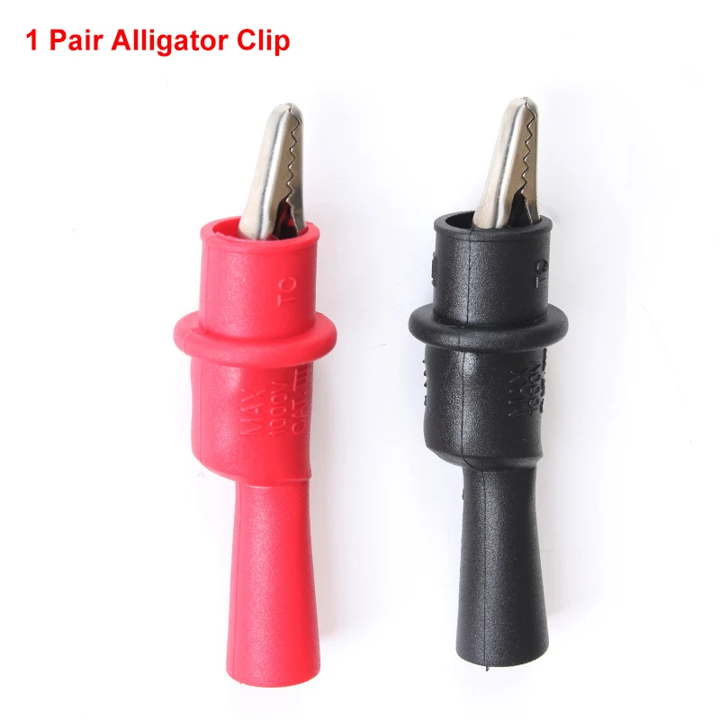 

Metal Alligator Clip Crocodile Electrical Clamp for Testing Probe Meter Black and Red with Plastic Boot