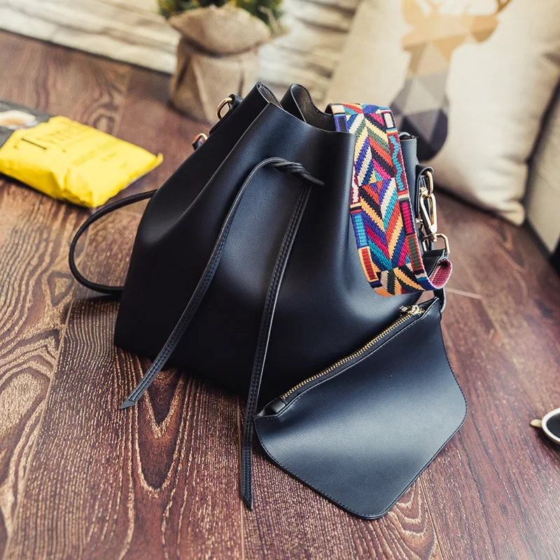 Vrouwen Emmer Composiet Lederen Handtassen Set 2 stks/set Portemonnees en Handtassen Linten Messenger voor Vrouwen 2017 bolsas feminina Vrouwen Emmer Composiet Lederen Handtassen Set 2 stks/set Portemonnees en Handtassen Linten Messenger voor Vrouwen 2017 bolsas feminina