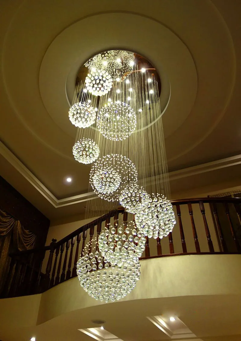 Lustre de Cristal Novo Moderno Bola Design Lustre Grandes Lustres Luzes D80 * H300cm Garantia 100% 2020 13 Pçs 13 High Quality Luzes e Iluminação