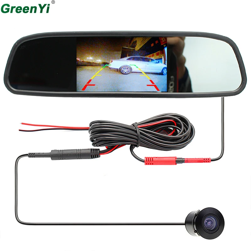 GreenYi Univeral 4 3 дюймов TFT lcd авто зеркало заднего вида монитор парковка + ночное