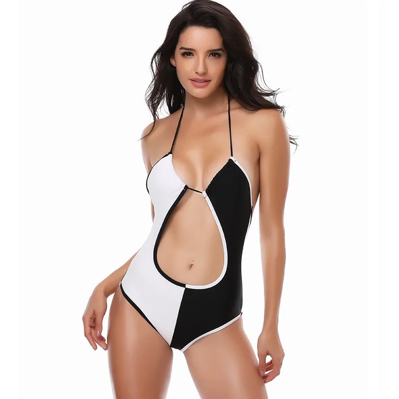 Black&White Padded One Piece Swimsuit Summer One Piece Swimwear