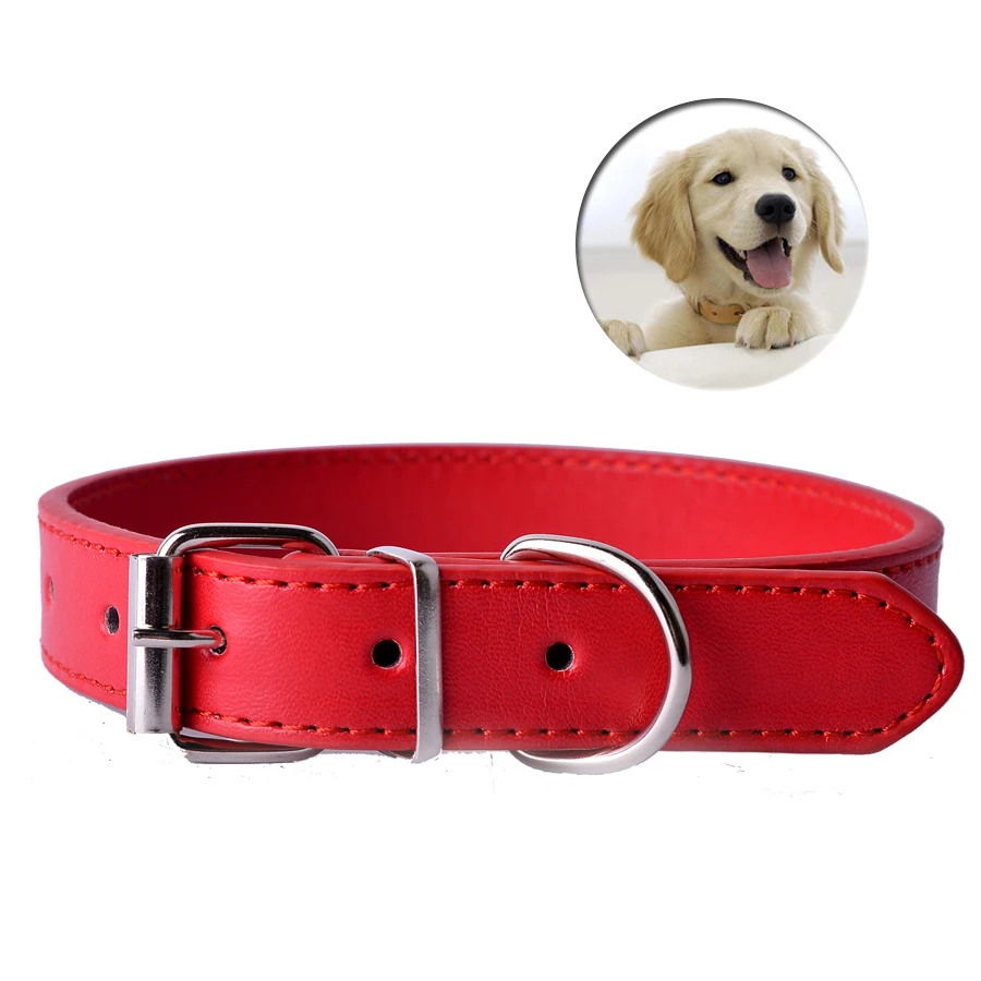 

11Colors Pu Leather Pet Dog Cat Collars Adjustable Buckle Basic Small Pet Puppy Neck Strap Size XS S M L Cheap Collar