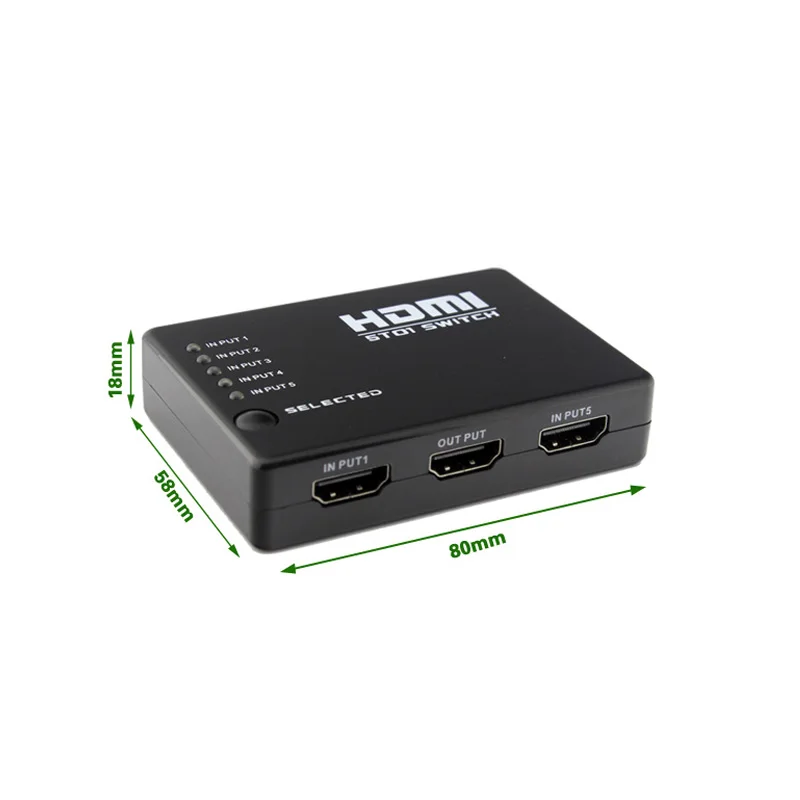 Разветвитель выхода 5 в 1 портов 1080P переключатель HDMI с ИК пультом дистанционного