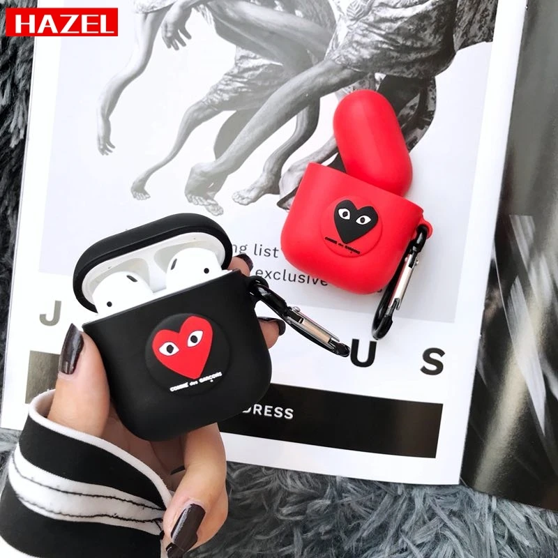 

Japan tide brand CDG PLAY Comme des Garcons Wireless Earphone Charging Cover for Apple Air1 2 Bluetooth headset protection box
