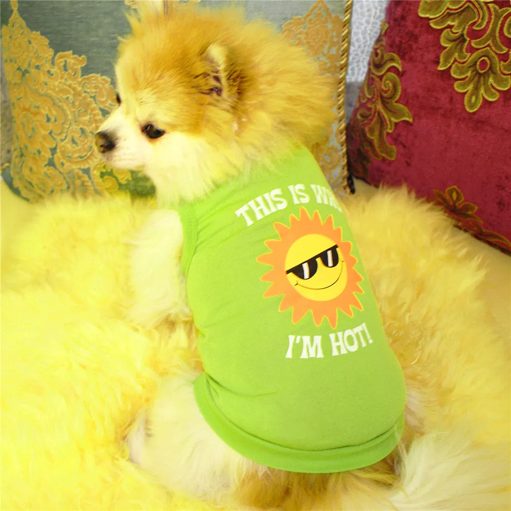 

Summer Pet Puppy Summer Lollipop Shirt Small Dog Cat Pet Clothes Vest T Shirt Pet Coats Vests why Im Hot for Small Dog