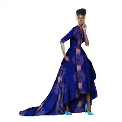 Африканские платья для Для женщин батик с коротким рукавом Элегантное Пышное Бальное Платье Пол Длина мода плиссированные Африканский
