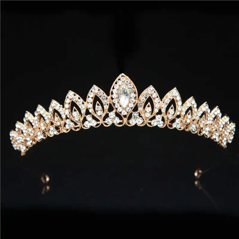 19 Designs Crystal Wedding Bridal Tiara Crowns for Women Princess Hair Ornament Fashion Bride Headpiece Hair Jewelry Accessories - Metal color: Gold Bride Tiara 07