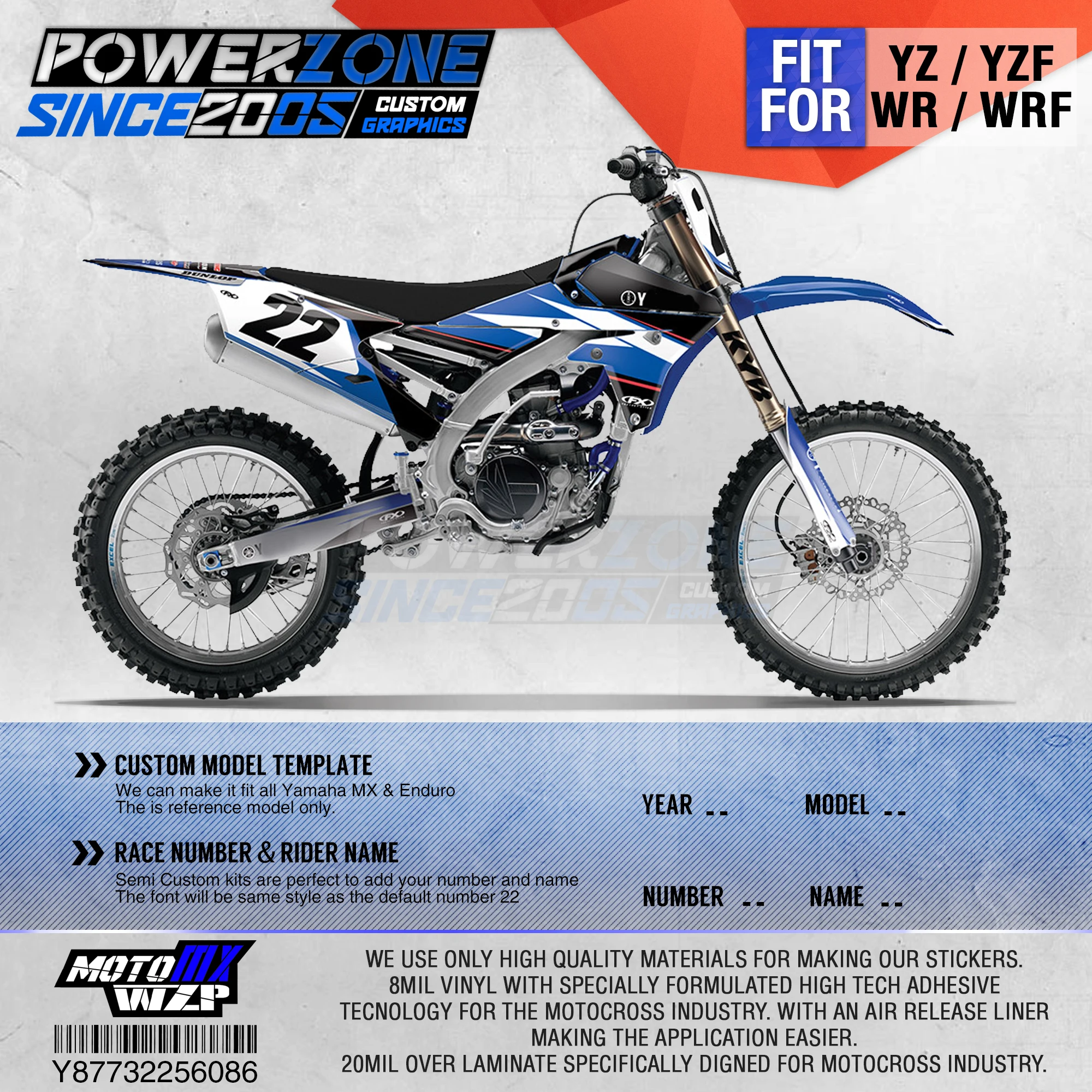PowerZone Customized Team Graphics Backgrounds Decals 3M Custom Stickers  For YAMAHA YZF250FX 14-18 YFZ 19 YZF450 14-17 18-19 086 - AliExpress  Automobiles  Motorcycles