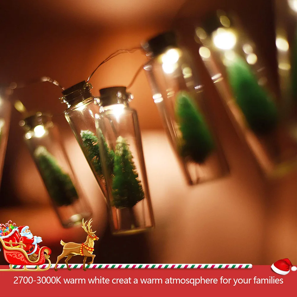 Светодиодный Рождественская елка, желающих стеклянная бутылка, банка строки 1 м 10 светодиодный Батарея работает банку Гирлянда для рождественской вечеринки