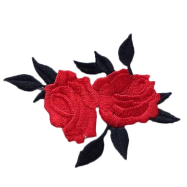 Red Rose Patch - Iron On Patches - Rose flower appliques