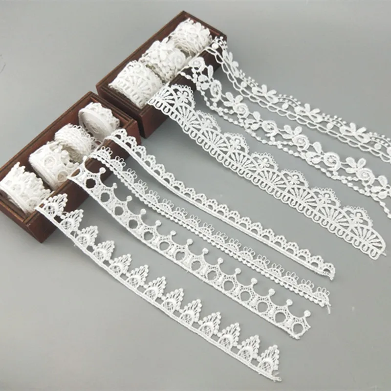 

2 yards Width 0.6-3CM High quality sewn white lace trim braid lace DIY garment accessories skirt cutout embroidery lace JDB