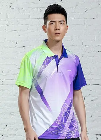 Men Purple Shirt Женская одежда для бадминтона, мужская рубашка для настольного тенниса, одежда для тенниса для девочек, спортивная одежда для тенниса, спортивный костюм для пинг-понга - Цвет: Men Purple Shirt