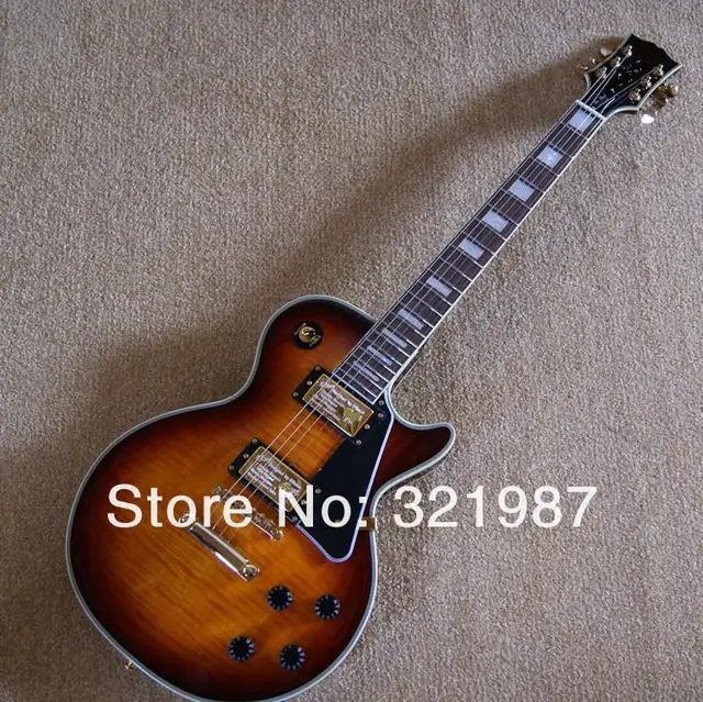 Cheap HOT wholesale Top quality Vintage Sunburst LP G CUSTOM guitar with Golden hardwares Guitar free shipping