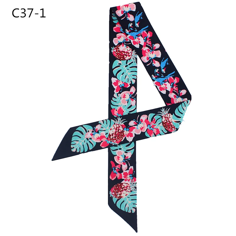 

Design Women Silk Skinny Scarf Floral Print Hair Scarfs Ribbon Bag Scarves Wrap Band Fashion Girl Neckerchief Tie