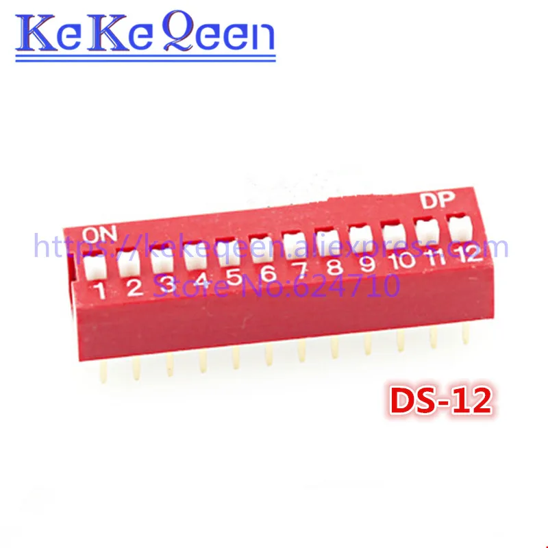 

100PCS/LOT Direct dial code switch DIP switch Color Red Blue DS-12 12Bit 12 Position Coding DS pitch Side Pin=2.54mm