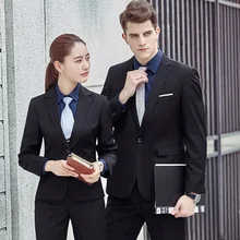 2018 autumn and winter clothing women's suit men and women long sleeve coat with white-collar suit business managers