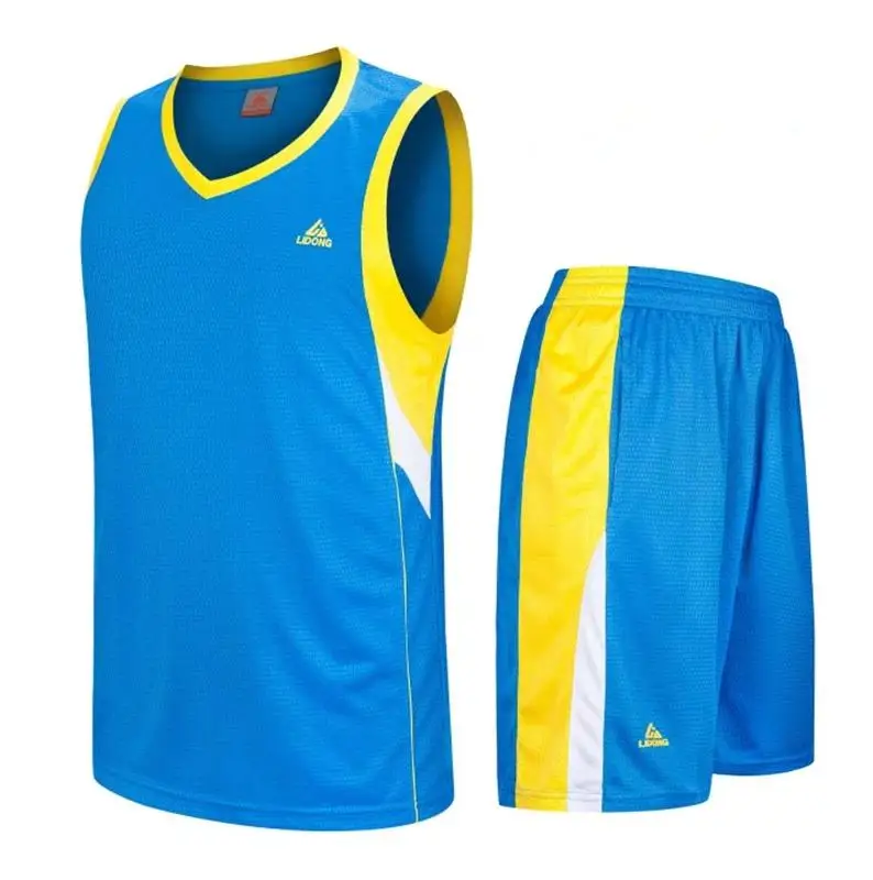 Новинка; детская баскетбольная форма из джерси; спортивная одежда; костюм для мальчиков-подростков; баскетбольные тренировочные майки; комплекты с шортами; можно напечатать номер - Цвет: 8095 kids blue