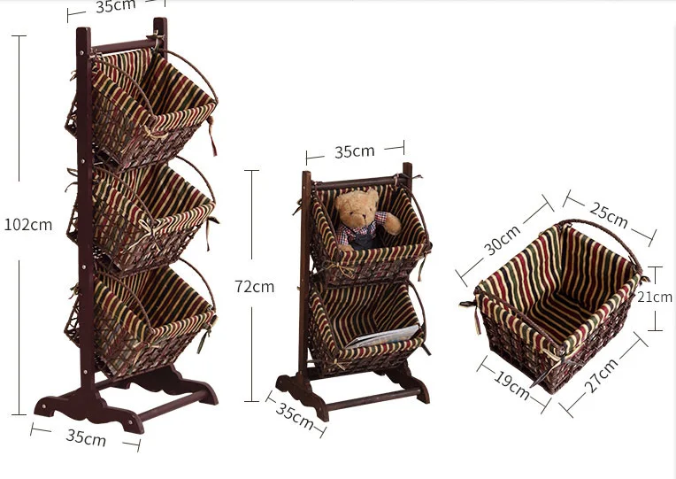 Журнальная стойка земле гостиная получать корзина из натурального дерева в корзина из тростника газетный стенд многоуровневые сельских получать рамка