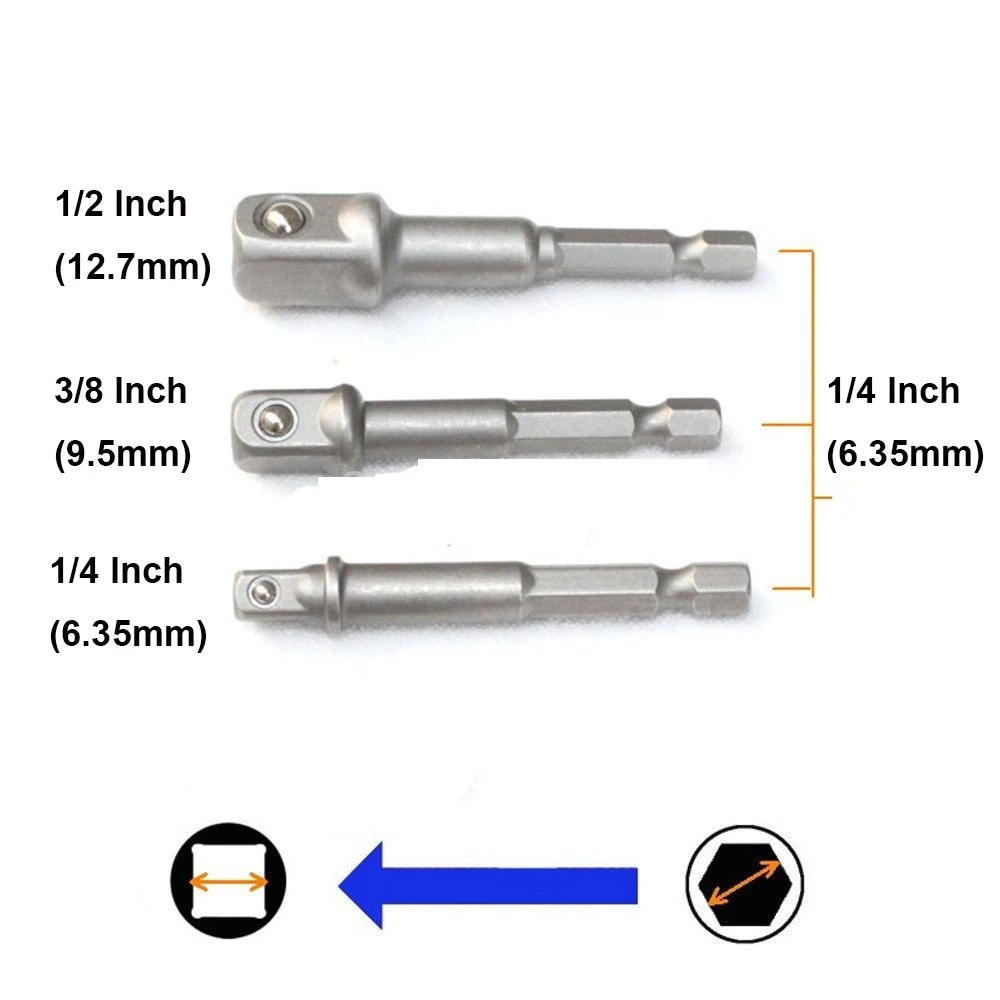 1/2 &quot1/4&quot 3/8 &quotадаптер гнезда сверла для ударного драйвера шестигранный