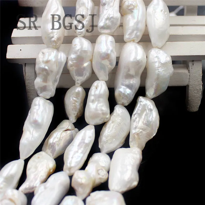 

Free Shipping 12x25mm Biwa Freeform Baroque White Freshwater Pearl Jewelry Making Design Beads Strand 15