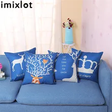 Imixlot 45*45cm Square Christmas Print Flower Pattern Pillowcase Blue Euro Pillowcase Home Decorative beach style dusk coconut tree pattern square shape pillowcase