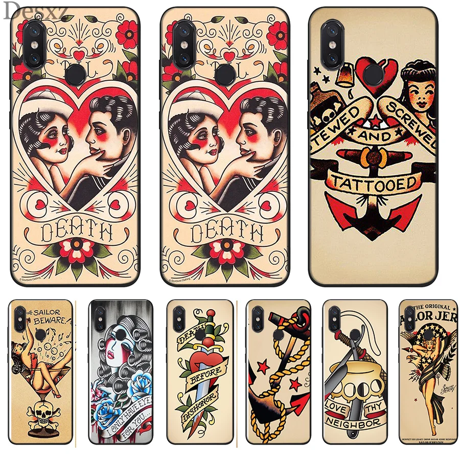 Us 0 9 35 Off Sailor Jerry Tattoo 06 Phone Case Cover For Xiaomi Mi 6 8 Lite A1 A2 5x 6x F1 Cases In Half Wrapped Cases From Cellphones