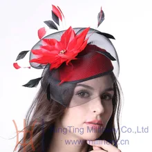 Free Shipping Women Fascinator Hat Cocktail Winter Party Hair Accessories With Special Fascinator Headband Net Feather